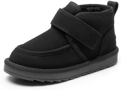 DREAM PAIRS Boys Boots Kids Girls Winter Warm Faux Fur Walking Ankle Boots FuzzyGo Kid's Cozy Tap for Toddler/Little Kid,Size 6 Toddler,Black,SDSB2407K