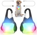 Dog Lights for Night Walking – Color Changing Dog Collar Light, 4 Modes Rechargeable Dog Light, IP65 Waterproof Dog Walking Light, Dog Flashlight for Running, Camping, Climbing, Bike, 2 Pack