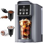 KIDISLE Hot & Iced Coffee Maker with Bold Setting, Single Serve Coffee Maker for K Cup and Grounds, 6-14 Oz Brew Sizes, 50 Oz Removable Water Tank, One Cup Coffee Machine with Reusable Filter, Grey