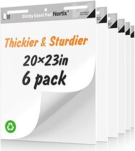 Nortix Sticky Easel Pads, Anchor Chart Paper, Chart Paper for Teachers, Upgraded Dual-Purpose for Flip Chart and Dry Erase Board, Super Adhesive & Bleed-Resistant, 20 x 23 inch, 30 Sheets/Pad, 6 Pads