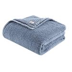 Woolrich Burlington Berber Blanket Super Soft, Cozy Lightweight Cover with Luxrurious Velvet Binding, Modern Trendy All Season Bedspread Bedding-Set, Twin: 66x90, Blue