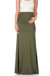 My Bump Women's High Waisted Floor Length Maternity Maxi Skirt With Tummy Control(Made in USA) - Green -