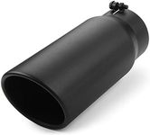 A-KARCK Exhaust Tip 5 Inlet, Exhaust Tailpipe Tip 5 Inlet 6 Outlet 15 Long Black Coating Bolt On for Pickup Truck Tailpipe