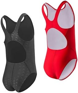 J.E Sterguard Girls' One Piece Swimsuit A Pack of 2 Girls Bathing Suits Bra Padded Competition Girl Swimsuits Size 12-14 C57