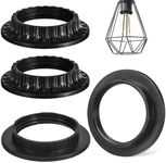 Housoutil Light Sockets Shade Rings, 4pcs E27 E26 Lamp Shade Collar Ring, Black Base Screw Rings Replacement for DIY Light Fixtures Pendant Light Table Lamp