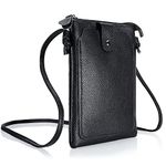 DOB SECHS Small Phone Purses for Women Crossbody Bag Cell Phone Bag with Credit Card Slot Soft Genuine Leather Mini Cellphone Shoulder Bag Cross Body Wallet Pouch Black