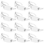 Kurtzy 12 Pack of Wrap Around Safety Glasses with Clear Lenses and Rubber Nose Grips for a Safe, Secure Fit - Personal Protective Equipment with Scratch Resistant Eyewear Lenses - PPE Safety Goggles