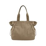 ODODOS 18L Side-Cinch Shopper Bags Lightweight Shoulder Bag Tote Handbag for Shopping Workout Beach Travel, Brown