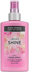 John Frieda Vibrant Shine 3-in-1 Shine Spray 150 ml, Weightless Glossing Spray with Heat Protection, Silicone-Free Detangling Spray for Mirror-Like Shine