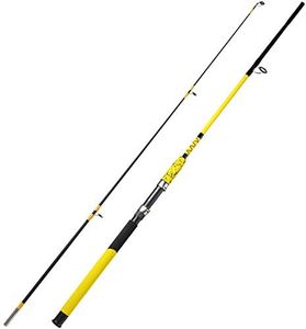 Sougayilang Surf Glass Spinning Rods 2-Pieces Saltwater Offshore Heavy Trolling Boat Fishing Rod Portable Travel Fishing Rod(yellow-8ft)
