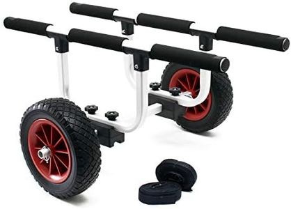 WilTec Carrito para Transporte de Kayak y Canoa, Aluminio 90kg con Ruedas-PU Ø22cm & Ancho Ajustable