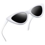 Joopin Cat Eye Sunglasses for Women, UV Protection Retro Vintage Pointy Narrow Ladies Shades Trendy Polarized Cateye Womens Sunglasses (White/Black)