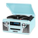 Victrola 50's Retro 3-Speed Bluetooth Turntable with Stereo, CD Player and Speakers, Teal