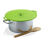 Relaxdays Silicone Pot Watcher, Spill and Boil Over Cover, Heatproof, 30 cm Ø, Green