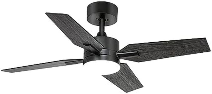 Ohniyou Ceiling Fan with Lights and Remote Control, 40 Inch Small Outdoor Ceiling Fans with 4 Reversible Blades 3 Colors 6 Speeds Ceiling Fan Light for Bedroom Patio Porch, Black