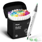 Ohuhu Alcohol Markers Brush and Fine Tip - 48-Color Alcohol-based Art Sketch Marker Set for Artist Adults Coloring Illustration Honolulu B - Refillable - AP Certificated