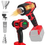 Cordless Heat Gun for Milwaukee m18 Battery, 1022℉ Battery Powered Heavy Duty Heat Shrink Gun, with LED LCD screen showing temperature 3pcs Nozzles for Crafts,(Battery Do NOT Include)