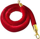 Red Velvet Stanchion Rope Crowd Control Rope Barrier with Gold Color Plated Hooks, 60-Inch 4.5 Feet