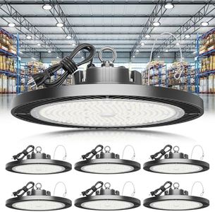 ELEKICO Super Bright 250w UFO LED High Bay Light 35000lm with Plug 5ft Cable (Eqv.1000w Mh/Hps/Hid),5000k High Bay Led Shop Lights Garage Lighting for Garage Factory Workshop Warehouse Barn -6pack
