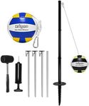 SGSPORT Tetherball Set with Pole, 2 Packs Tether Ball, Rope, Ball Pump & Needle, Hammer, Tetherball Set for Backyard, Families Home