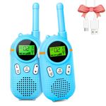 Rechargeable Walkie Talkies for Kids - 48 Hours Working Time 3 Miles Range 22 Channels 2 Way Radio for 3-12 Boy Girls Indoor Outdoor Adventures Camping Hiking (Blue)