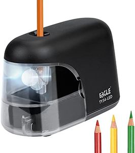 Eagle Battery Operated Electric Pencil Sharpener With LED Light Shining During Sharpening Pencil (Black)