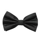 TIE STUDIO Mens Formal Solid Bow tie | Satin | Microfiber | Standard Size | Premium fabric | Superior Clip Hold | Packaging - Box | Colour - Black Bow Tie (Set of 1)