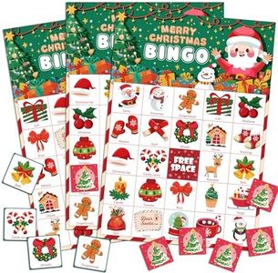 OHOME Christmas Games | Xmas Bingo for Kids - 24 Players Christmas Crafts Party Favors Supplies for Families - Xmas Gifts Bulk for Boys Girls Grandkids | Stocking Stuffers for Kids Toddler