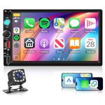 Rimoody Double Din Wireless Carplay Car Radio Android Auto, 7'' Touch Screen 2 Din Car Stereo with Mirror Link Bluetooth FM EQFast Charge Support Backup Camera SWC Dual USB