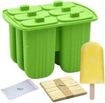 Bangp Popsicle Molds 6 Pieces,Silicone Ice Pop Molds BPA Free, Homemade Popsicle Molds Shapes,Easy Release Ice Popsicle Maker for Kids,with 50 Popsicle Sticks and 50 Popsicle Bags(Green)