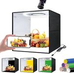 OBEST Photo Studio Light Box, 16"×16" / 40cm Light Box Professional Foldable Lightbox for Product Photography 160 LED Lights High CRI 95 & 12 Colors Backdrop