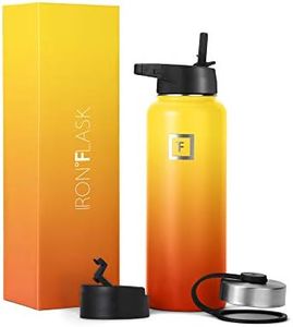 Iron Flask - Borraccia sportiva da 500 ml, 3 coperchi (coperchi con cannuccia), in acciaio inox isolato sottovuoto a prova di perdite, a doppia parete, termica, in metallo