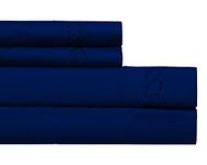 Continental Collection 1800 Series Embroidered 4 Piece Sheet Set with Deep Pockets, Full Size, Navy