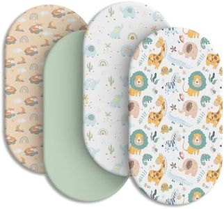 IOCCLH Baby Bassinet Sheets for Baby Boy Girls,4-Pack Fitted Bassinet Sheets Set Compatible with Halo Bassinest Swivel Sleeper,Baby Delight,Angelbliss,32"X16" (Animal World)