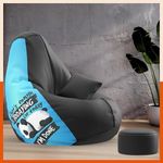 Pi Bean Bags with Beans Filled 5XL VibeBoost Premium Bean Bag with Free Cushion and Footrest - Official : Slackers? Lounge Combo (Matching Color : Regular, Todaying for Today-Black)