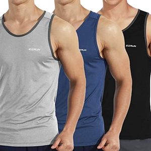 EZRUN Men's Quick Dry Tank Top UPF 50+ Summer Beach Swim Shirts for Gym Workout Athletic Muscle Sleeveless Shirts