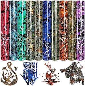Tintnut Real Tree Heat Transfer Vinyl - 10 Sheets 10 x 12 Inch Camo Pattern Iron on Vinyl for Hunter Outdoor Camouflage Printed HTV DIY T-shirts Handbags Hat Pants Craft for Cricut or Silhouette Cameo