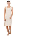 Happy Bunny Long Inner Slip Super Soft Cotton Full Camisole for Women - Knee Length Inner Lining for Kurtis, Kurta and Chickankari Suits/Tops, Side Open - All Day wear.