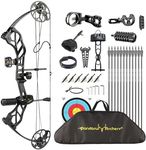 PANDARUS Compound Bow Package for Adults and Teens,19-70 Lbs Draw Weight Adjustable,19"-30" Draw Length,Limbs Made in USA,Archery Bow and Arrow Set,up to 320 fps, Let Off 75%2024 New(BLACKPRO)