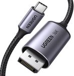 UGREEN Uni-Directional USB C to DisplayPort 2.1 Cable 2M 16K 30Hz 8K 120Hz 4K 240Hz HDR Thunderbolt 4/3 Compatible with MacBook Dell XPS Odyssey iPad Pro Air Surface iPhone 15Series Galaxy S24 Ultra