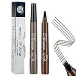 2 PCS Eyebrow Pen Liquid Eyebrow Pencil,Waterproof Eyebrow Pencil With 4 Micro-Fork Tip,Brown Pencil,Dark Brown Eyebrow Tint,Eye Brows Make Up Creates Natural Looking Stays(Dark Grey&Dark Brown)