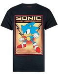 SONIC THE HEDGEHOG T-Shirt for Men | Propaganda Graphic Cartoon Retro Poster Black Top