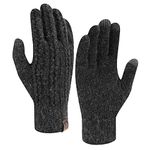 Bequemer Laden Women's Winter Warm Touchscreen Cable Knit Gloves Elastic Cuff Fleece Lined Thermal Gloves for Texting Driving Black