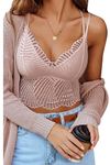 Avidlove Women's Sexy Lace V Neck Camisole Criss Cross Back Bralette Crop Top Dark Khaki