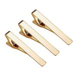 Roctee Gold Tone Tie Clips for Men, 3 Pack Classic Style Mens Necktie Tie Bar, Simple Ties Clips Clasps Pinch Bars Pins Clips for Regular Ties Best Xmas Father Boyfriend Gifts