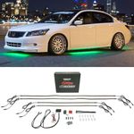 LEDGlow 4pc Green Slimline LED Underbody Underglow Accent Neon Lighting Kit for Cars - Solid Color Illumination - Water Resistant, Low Profile Tubes - Included Power Switch Turns Lights On & Off