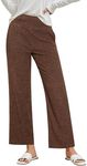 GRAPENT Loose Pants for Women Smocked Elastic Waist Pull On Pants Cozy Pants Women Rib Knit Lounge Wide Leg Pants Womens Loose Pants Womens Fleece Pants Fall and Winter Color Brown Medium Size 8 to 10