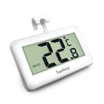 Fridge Thermometer, Suplong Digital Waterproof Fridge Freezer Thermometer Easy to Read LCD Display With Max/Min Record Function