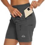 JHMORP Women's Hiking Shorts Stretch Quick Dry Golf Cargo Work Shorts with Zipper Pockets (Dark Grey,CA L)