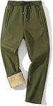 Gihuo Men's Winter Warm Fleece Pants Sherpa Fleece Lined Jogger Pants Sweatpant Athletic Running Straight Cuff Pants(Army-L)